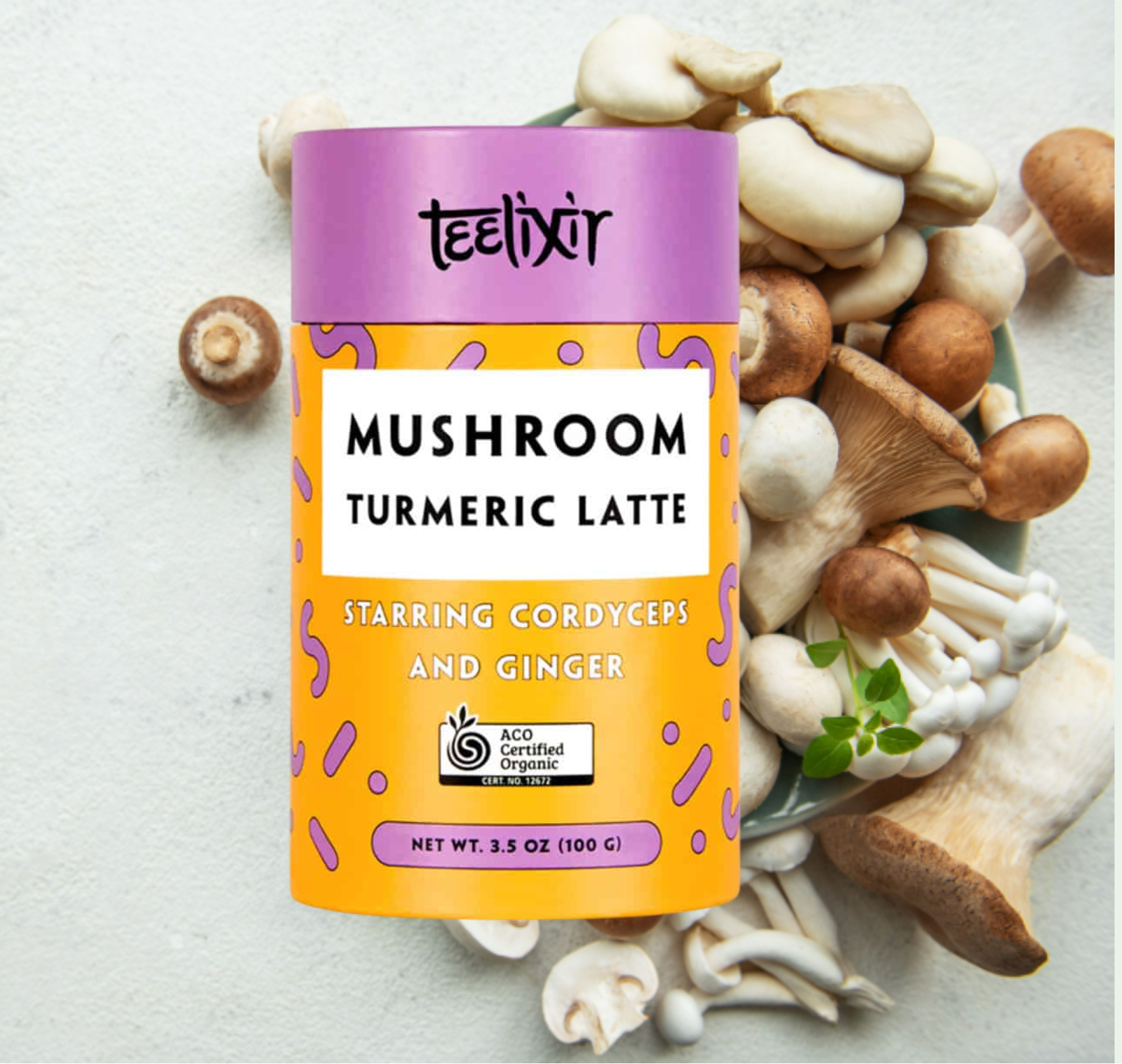 Teelixir Organic Mushroom Turmeric Latte (Starring Cordyceps and Ginger) 100g